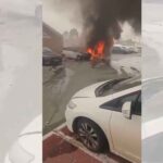 इजरायल के Kiryat Ata में हिज़बुल्ला के हमले से कई वाहन जल गए !